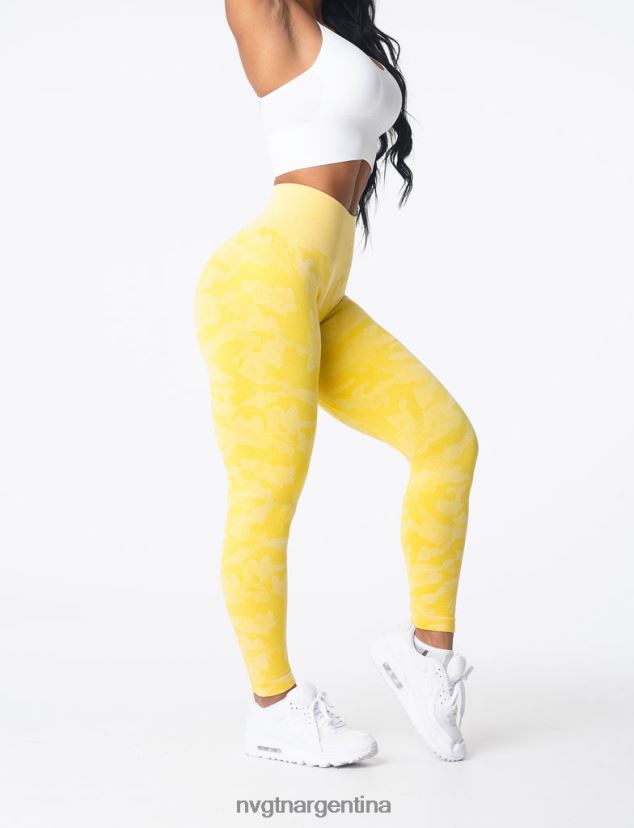 NVGTN leggings de camuflaje sin costuras aptitud física amarillo sol mujer 02B4LN665