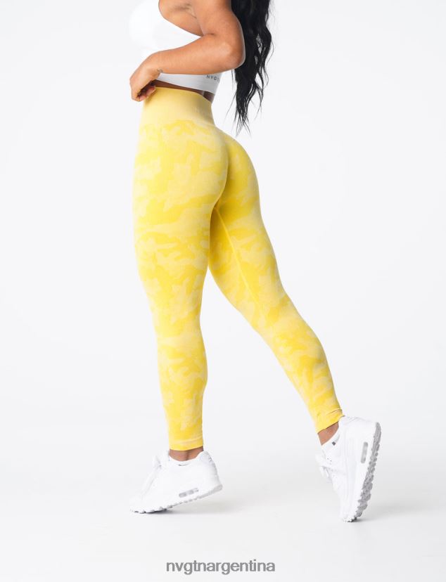 NVGTN leggings de camuflaje sin costuras aptitud física amarillo sol mujer 02B4LN665