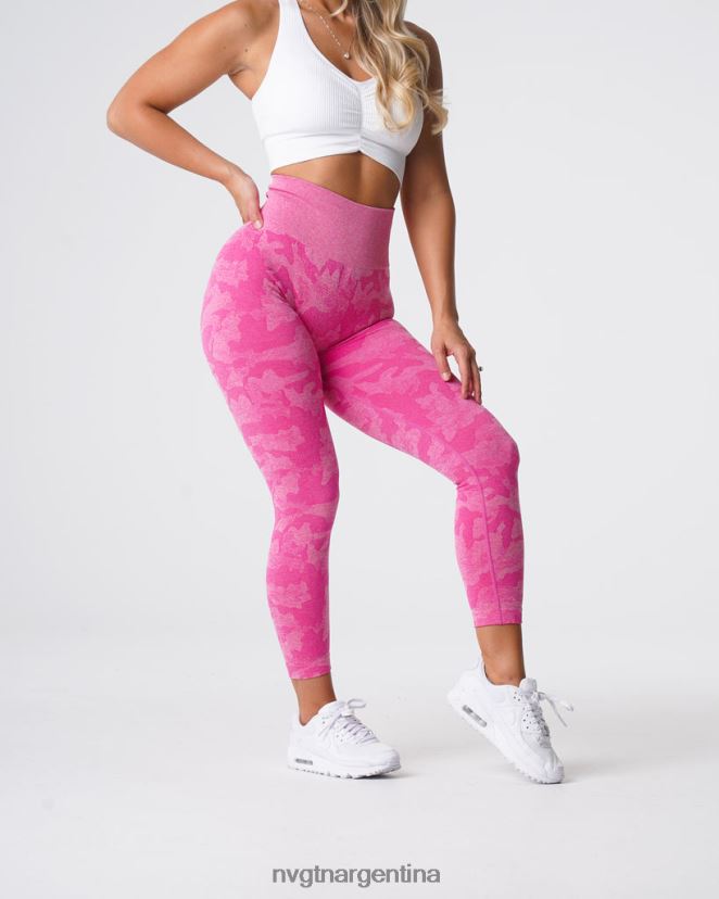 NVGTN leggings de camuflaje sin costuras aptitud física chicle rosa mujer 02B4LN659