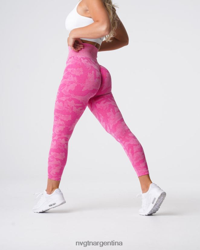 NVGTN leggings de camuflaje sin costuras aptitud física chicle rosa mujer 02B4LN659