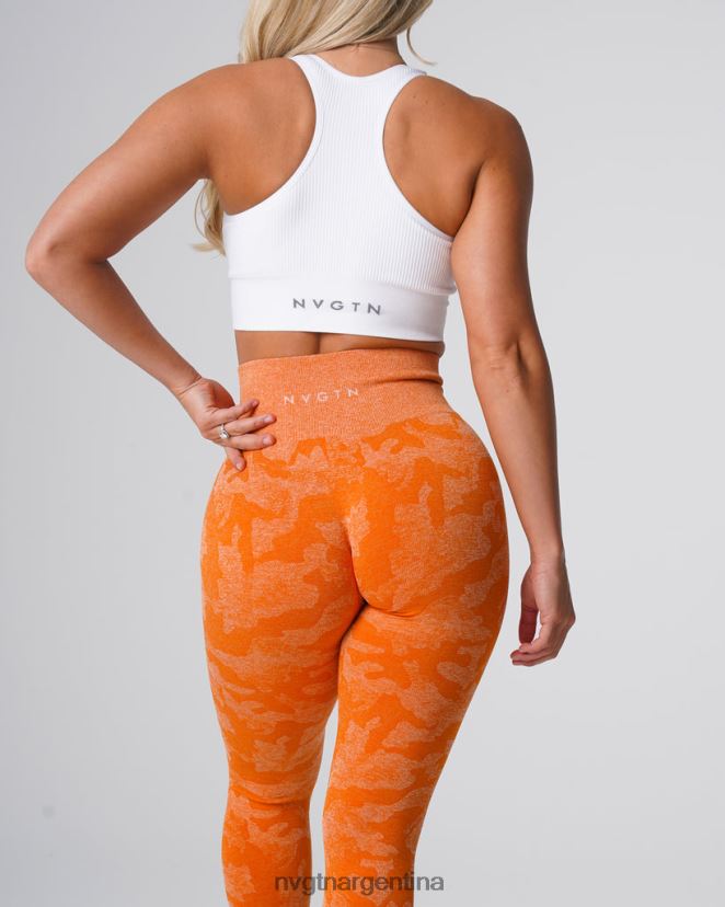 NVGTN leggings de camuflaje sin costuras aptitud física naranja quemada mujer 02B4LN669