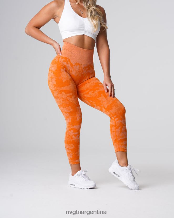 NVGTN leggings de camuflaje sin costuras aptitud física naranja quemada mujer 02B4LN669