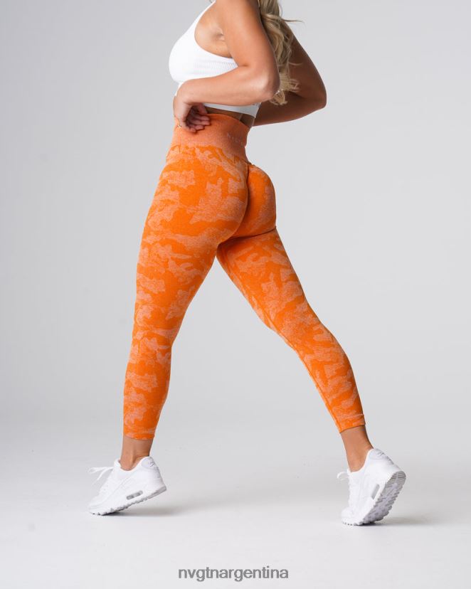 NVGTN leggings de camuflaje sin costuras aptitud física naranja quemada mujer 02B4LN669