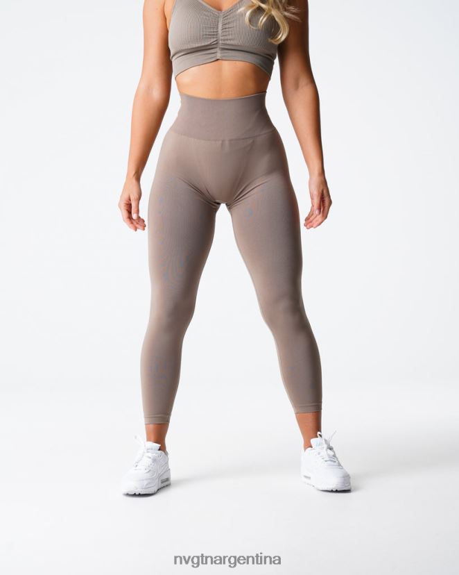 NVGTN leggins lisos sin costuras aptitud física gris pardo mujer 02B4LN558