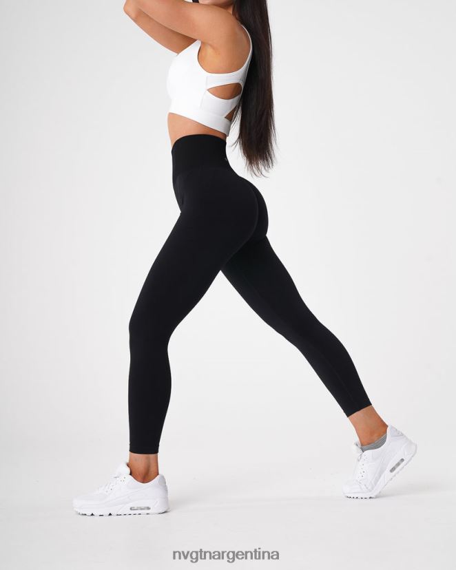 NVGTN leggins lisos sin costuras aptitud física negro mujer 02B4LN495