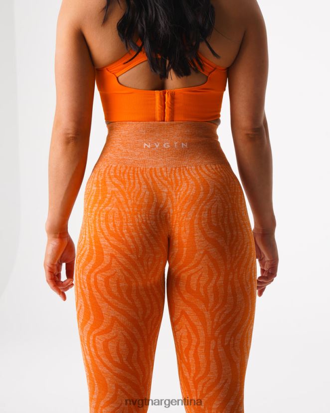 NVGTN leggins sin costuras con cebra aptitud física naranja quemada mujer 02B4LN683