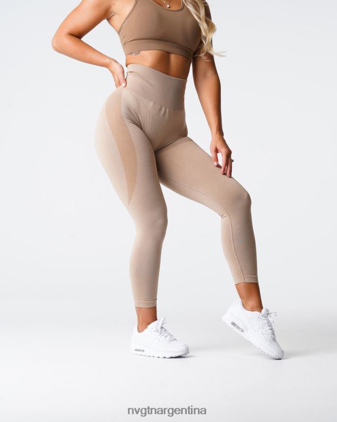 NVGTN leggins sin costuras con contorno aptitud física beige mujer 02B4LN509