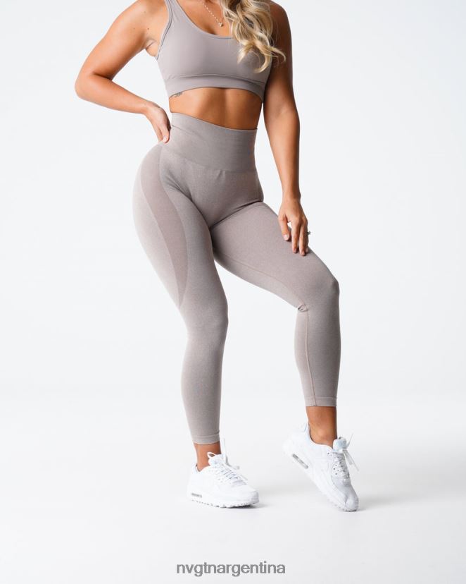 NVGTN leggins sin costuras con contorno aptitud física gris pardo mujer 02B4LN504