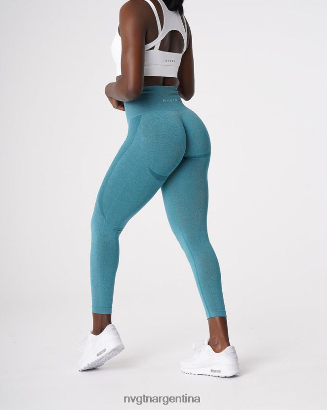 NVGTN leggins sin costuras con contorno aptitud física verde azulado mujer 02B4LN534