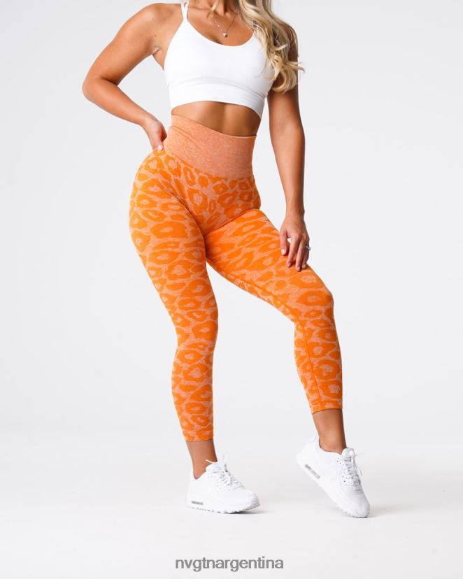 NVGTN leggins sin costuras de leopardo aptitud física naranja quemada mujer 02B4LN682