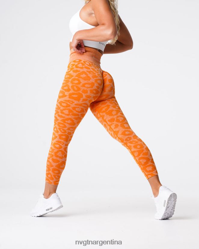 NVGTN leggins sin costuras de leopardo aptitud física naranja quemada mujer 02B4LN682